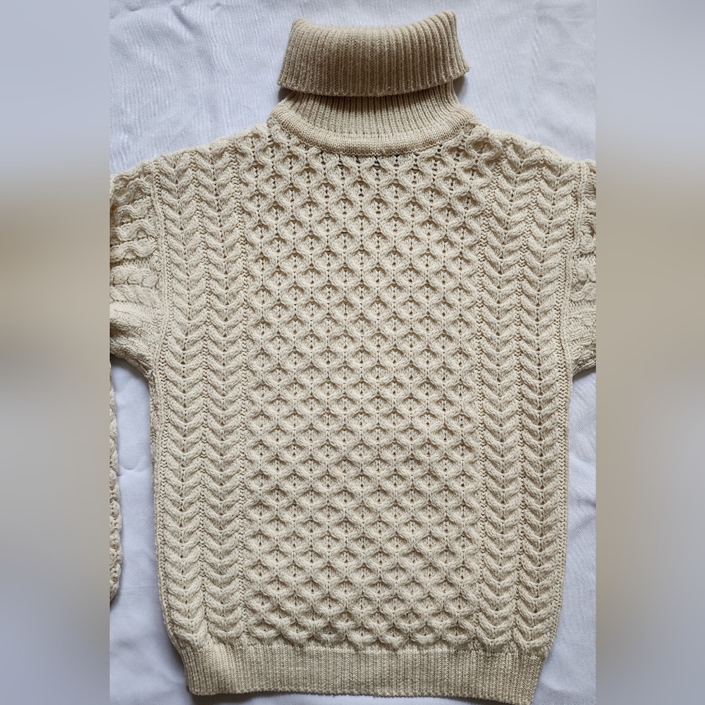 Cream Cowl Neck Sweater with Textured Knit